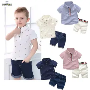 Conyson Summer Toddler Boys Polo Shirt+Shorts Sets Cotton Short Sleeves Stripe T Shirt Casual Baby Boy 2 pcs Suit Outfits