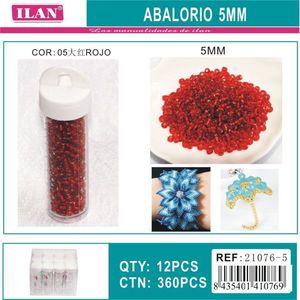 Perline rosse ILAN Abalorio da 5 mm per la creazione di gioielli, 12 pezzi per tubo - Product Image 1