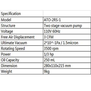 Pompe à vide rotative à palettes ATO 2 étapes 3CFM 12 CFM pour la climatisation automobile, la recharge de réfrigérant et l'utilisation industrielle 110V - Product Image 5