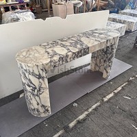 Calacatta Viola Marmor Ovaler Konsolentisch Massiver Naturstein Eingangsbereich Flurtisch Mit Gebogenen Beinen Maßanfertigung