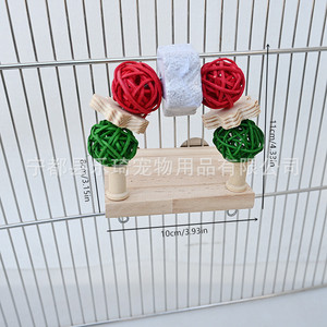 Set di decorazioni per gabbie per uccelli natalizi per pappagalli-pesce persico da masticare in legno con campanelli e giocattoli da masticare-regali per le vacanze alla rinfusa - Product Image 3