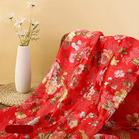 Hochwertiger 150cm Breiter Weicher Gewebter Bestickter 100% Polyester Seidensatin Blumenmuster Grüner Brokatstoff für Kleider Polsterung Mädchen