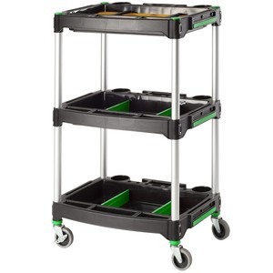 Three Tier Utility <b>Cart</b> With Wheels And Storage Compartments <b>For</b> Garage Or Workshop Use - Product Image 1