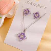 Fleur Diamant Collier Boucles D'oreilles Ensemble Femmes Brillant Alliage Or Trèfle Pendentif Collier et Boucles D'oreilles Ensemble pour Cadeau