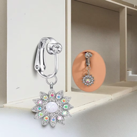 Faux bijoux de corps Xinfocus : Nouvelle tendance, faux piercing de nombril en forme de fleur, bijoux de corps sans perçage