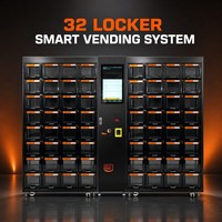 Distributeur automatique intelligent de casiers sécurisés, capacité 32 emplacements, en acier inoxydable, avec surveillance à distance et options de paiement multiples, idéal pour les halls et les gymnases