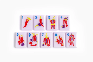 Ensemble de Mahjong Américain de Luxe Lilas, 160 Tuiles Gravées, Collection Botanique Personnalisée, Design Alimentaire Harvest <span class=keywords><strong>Cuisine</strong></span>, Cadeau Boutique - Product Image 4