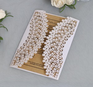 Vente en gros de cartes d'invitation découpées au laser à couverture rigide rustique, blanches et creuses, invitations de <span class=keywords><strong>fête</strong></span> de luxe VIP - Product Image 4