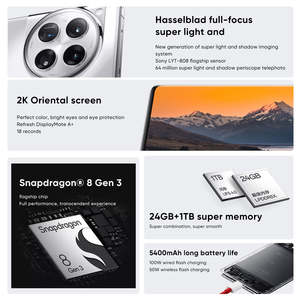 Nouveau téléphone Oneplus 12 Smartphone Snapdragon 8 Gen 3 24 Go 6,82'' 2K 120 Hz Écran AMOLED Charge SuperVOOC 100 W Batterie 5400 mAh NFC - Product Image 2