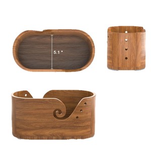 Cuenco ovalado de madera para hilo con tapa, caja de almacenamiento para agujas y hilo tejida a mano, cuenco de madera maciza para guardar hilo de tejer - Product Image 5