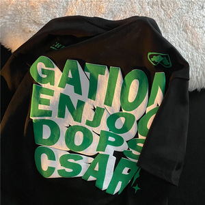 T-shirts pour hommes en coton, à manches courtes, <span class=keywords><strong>d</strong></span>écontractés, pour sports de plein air, avec impression 3D en relief, unis, sérigraphie mousse, grandes tailles, vente en gros - Product Image 3
