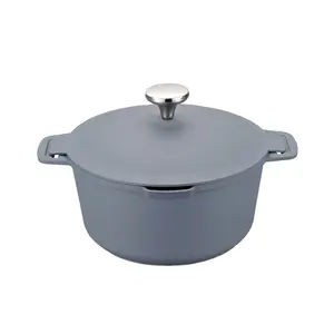 Classic Style Cast Aluminum Cooking Pot With Lid Ball Blasting Design In Grey Color