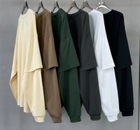 305gsm surdimensionné personnalisé Vintage lavé à l'acide goutte épaule haute qualité coton lourd à manches longues t-shirt pour hommes