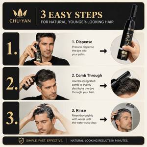 CHU·YAN Champú Tinte para el Cabello a Base de Hierbas Sin Amoníaco 500ml - Color Negro Natural de Larga Duración con Extractos de Ginseng y Jengibre - Product Image 2