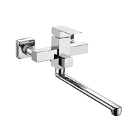 Robinet mélangeur de salle de bain mural SANIPRO de haute qualité en acier inoxydable à deux trous avec long bec pour baignoire et douche