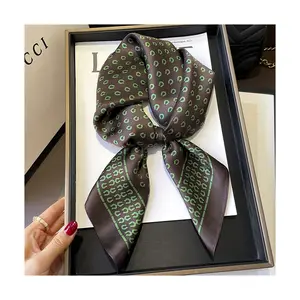 Women Digital Printing Pure Natural Silk Scarf 70*70 cm Custom Big Hair Wrap Square Polyester Scarves