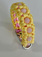 Collier pour chien en paracorde fait main, motif marguerite jaune et rose à 6 pétales, nouveau modèle élégant, vente chaude 2026