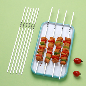 Brochetas para barbacoa de acero inoxidable 304, cola de pato, aguja plana, pasador para barbacoa, aguja para asar, resistente al calor, reutilizable - Product Image 1