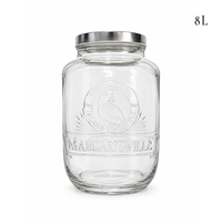 Distributeur de boissons en verre gaufré 8L en gros avec couvercle métallique, grand récipient à boisson pour restaurant, hôtel, buffet, fête, vente en gros, OEM