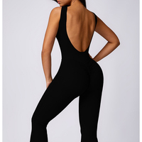 Combinaison de Yoga Gainante Tendance pour Femmes, Décontractée, Évasée, Entraînement, Dos Nu, Body Fitness, Combinaison de Sport et Yoga
