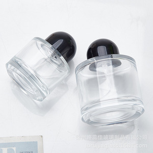 Short, stout cylindrical perfume <b>bottle</b> with mushroom cap, press-type <b>spray</b> <b>bottle</b>, dispensing <b>bottle</b>, cosmetic <b>bottle</b> with - Product Image 3