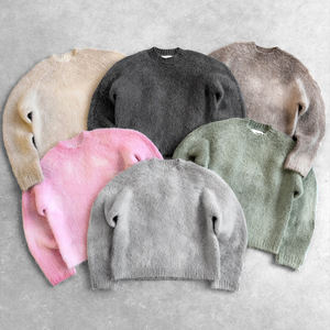 Мужской свитер из мохера с индивидуальным логотипом OEM, зимний, с жаккардовым узором, вязаный джемпер, дизайнерский пуловер, трикотаж, вязаный свитер на заказ - Product Image 1