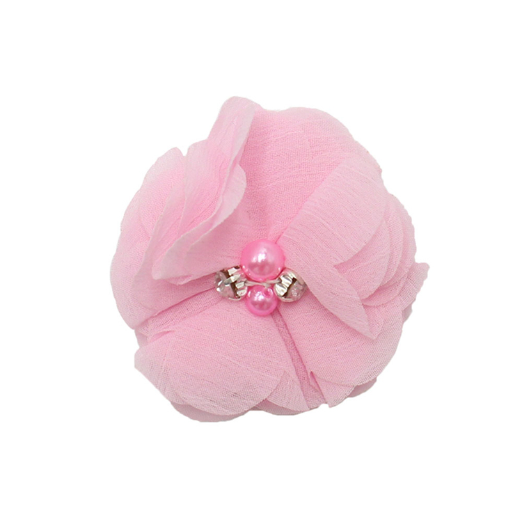 Fashion Wholesale Solid Color Elastic Band Chiffon Fabric Pearl Hair Accessories Hair Bands Custom Logo Hair Ties