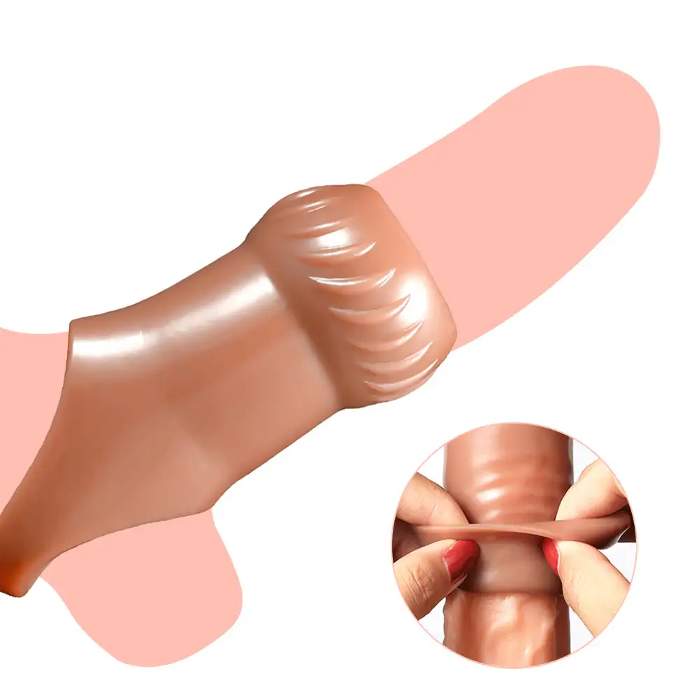 Delightor Men's Masturbating Realistic Penis Extension Cock Sleeve Reusable Silicone Penis Enlarger Delay Condoms Enhancer Toys