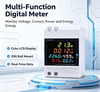 Moniteur AC monophasé/triphasé 6-en-1 sur rail DIN, compteur d'énergie KWh et de fréquence avec affichage numérique et haute précision