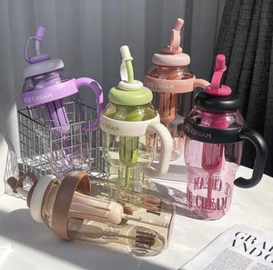 Милая Спортивная пластиковая бутылка для воды 1300 мл для детей Летняя походная соломинка для питья живота для школы - Product Image 5