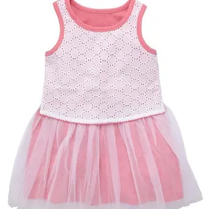 Фабрики одежды на заказ в Китае, простая Кружевная Сетка, белое и розовое платье, дизайн для маленьких девочек