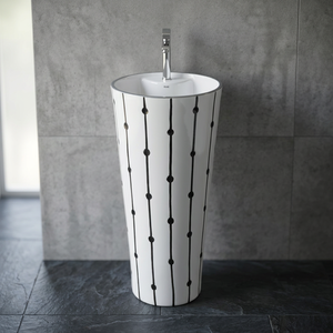 High Quality Red Porcelain Square Pedestal <b>Wash</b> Basin <b>Set</b> Jeker Model for Mall Use Modern Design - Product Image 2