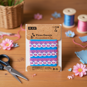 Nastro in pizzo ILAN 1,7 cm x 1 m rosa petalo per decorazioni e artigianato - Product Image 2