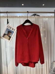 Phụ Nữ Của 100% Tinh Khiết Cashmere Động Vật Giản Dị In Áo Len Dệt Kim Hàng Đầu Mềm Lỏng Cong Đáy Dài V Thiết Kế Cổ Mùa Thu Mùa Đông - Product Image 2