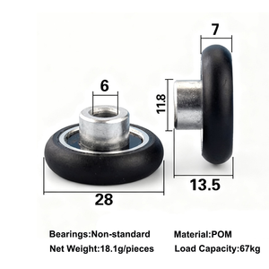 Rouleau POM de 6 mm de diamètre intérieur, 28 mm de diamètre extérieur, 7 mm d'épaisseur, BSRF-6-28-7, roue de guidage de convoyeur avec une excellente durabilité, rotation fluide - Product Image 2