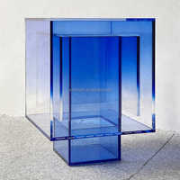 Table à thé en acrylique transparente bleu dégradé de conception d'art populaire Table d'appoint en acrylique de salon à plusieurs niveaux de luxe