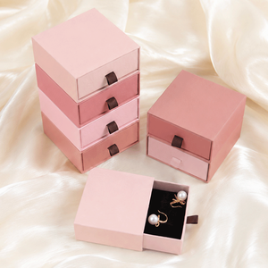 Cute Pink Sliding Drawer <b>Earring</b> <b>Box</b> - Small Paper Jewelry Organizer for Girls - Product Image 2