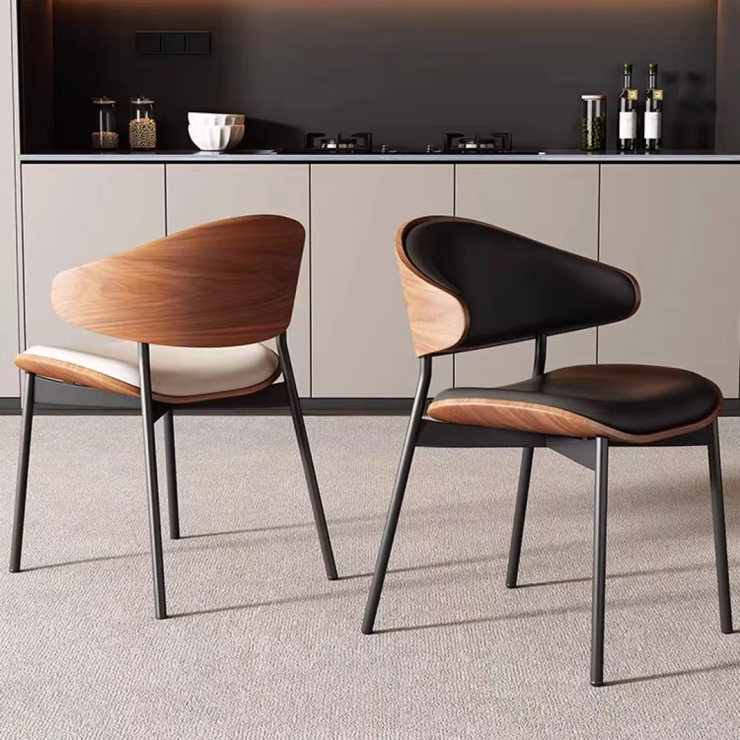 Hanyee Modern Italian Style 5pcs Leather Dining Room Chairs New Arrival Home Restaurant Furniture for Home Hotel Use Metal