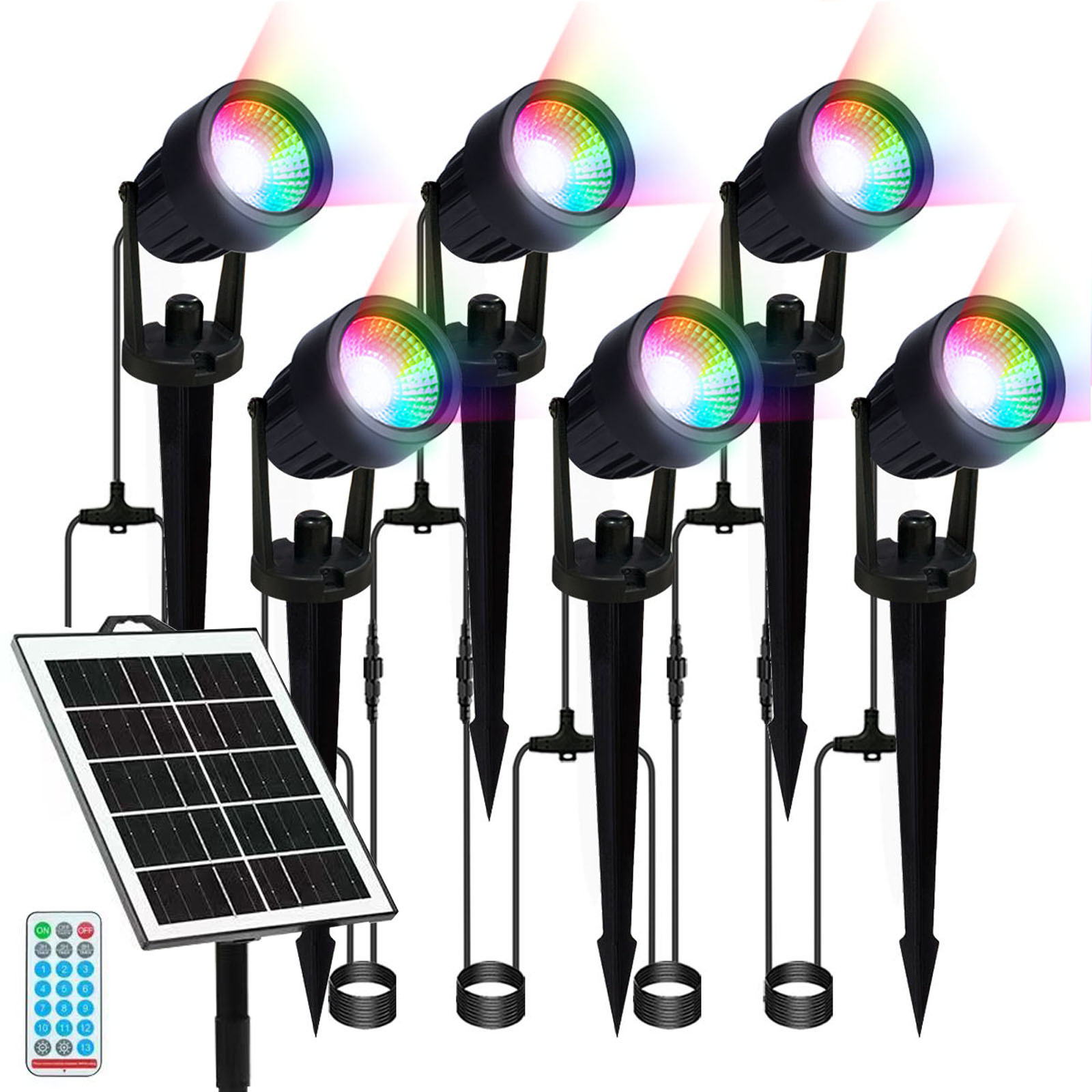 RGB Solar Lights Outdoor Garden Landscaping Lighting Led Downlight Waterproof Solar Garden Lights Remote Control Led Spotlight