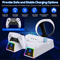 Support de charge double pour manettes VR2 RGB pour PS5 et accessoires Playstation VR2 avec connecteur magnétique et adaptateur secteur