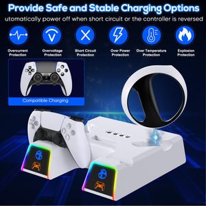 Base de Carga Doble RGB para Controles <span class=keywords><strong>VR2</strong></span> de <span class=keywords><strong>PS5</strong></span> y Accesorios de <span class=keywords><strong>Playstation</strong></span> <span class=keywords><strong>VR2</strong></span> con Conector Magnético y Adaptador de Corriente - Product Image 4