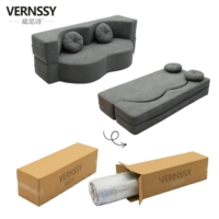 Amerikanischer Minimalistischer Sofabett im Karton, Faltbar, Zweisitzer, Weicher Stoff, für Wohnzimmer und Hotel, Vakuumverpackt