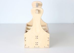 Panier cadeau en bois pour 6 bouteilles, en contreplaqué CNC, avec poignée sablier, pour bière artisanale et vin, OEM personnalisé Vietnam - Product Image 2