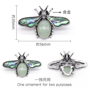 Vintage Rose Quartz Opale <span class=keywords><strong>Lapis</strong></span> <span class=keywords><strong>Lazuli</strong></span> Agate Pierre Abeille Pendentif Naturel Abalone Shell Améthyste Broches En Gros Mariages Alliage - Product Image 6