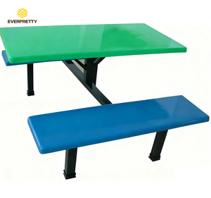 Table de salle à manger robuste avec bancs intégrés, table de restaurant scolaire <span class=keywords><strong>moderne</strong></span> en métal, chaises pour cantine universitaire - Product Image 2