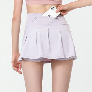 กระโปรงเล่นกอล์ฟเอวสูงสำหรับผู้หญิงกระโปรงเทนนิสมีจีบกระโปรงเล่นกีฬากลางแจ้งสำหรับฤดูร้อน - Product Image 2