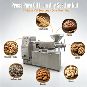 Presse à huile automatique Panqi en acier inoxydable robuste, capacité 150-260 kg/h, pour colza, amandes et olives, avec filtre à vide intégré - Product Image 1