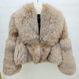 Yeni Kışlık Tam Deri Bayan Gerçek Tilki Kürk Ceket Büyük Kürk Lüks Kadınlar İçin Gerçek Doğal Altın Ada Tilki Kürk Mont - Product Image 4