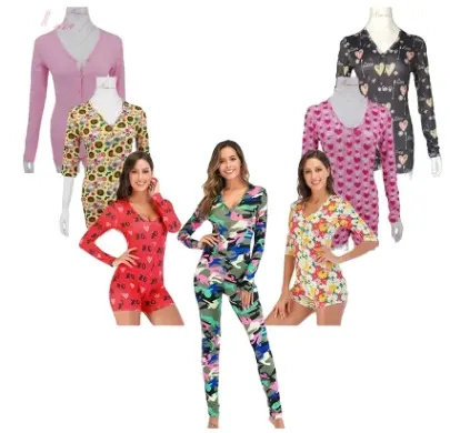 Großhandel Nachtwäsche Lässig Rundhals Langarm Onsies Erwachsene Onesie Pyjama Frauen Nachtwäsche