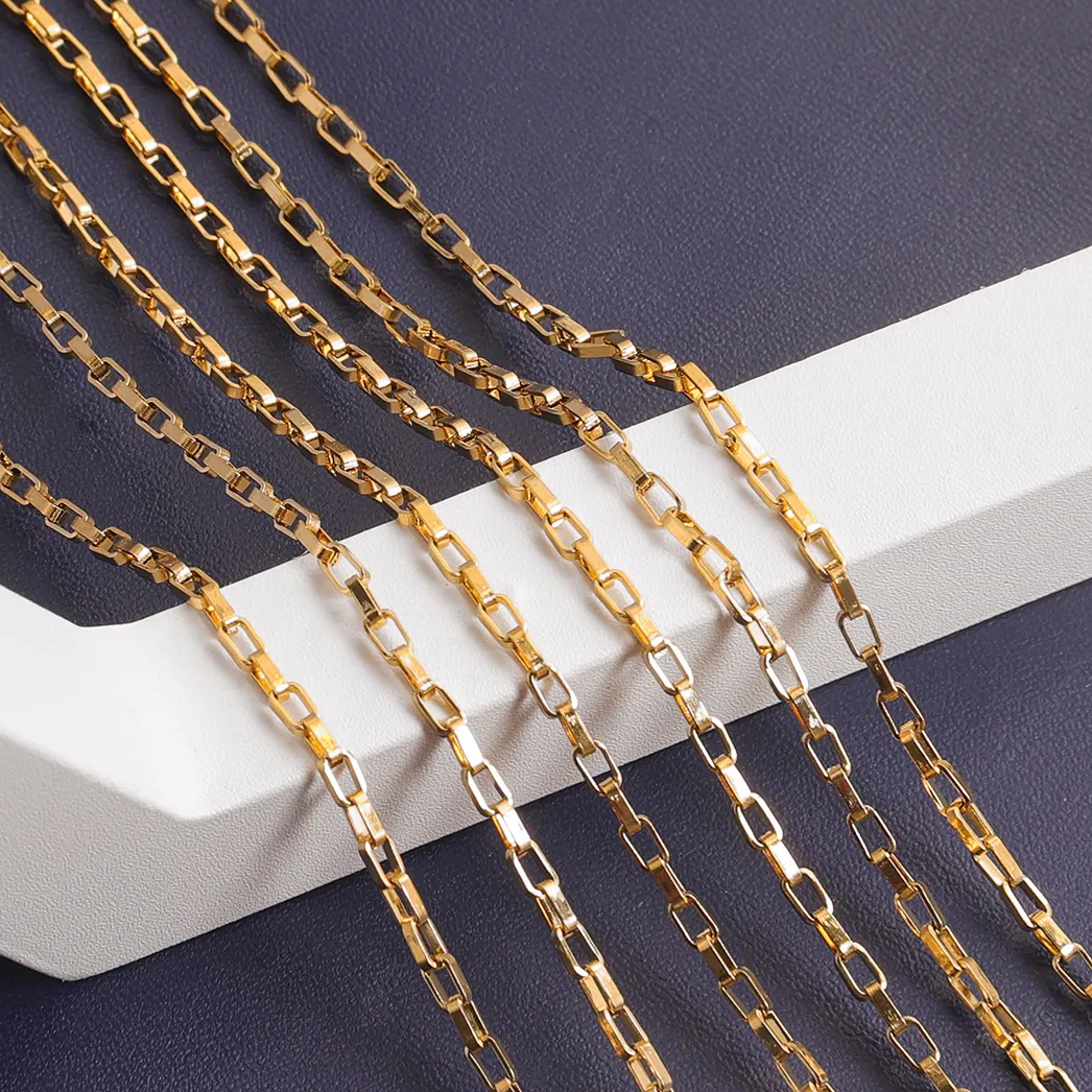 Powell Necklace Chain Custom 18 20 26 Inch Waterproof Jewelry 18K Gold Plated Stainless Steel Box Chain